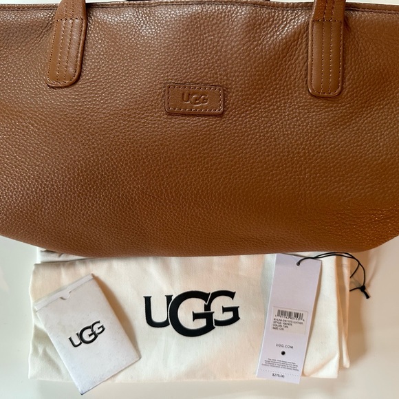 UGG Handbags - UGG Brown pebbled leather W Alina E/W large leather tote bag.